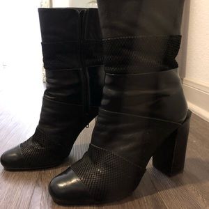 Jeffrey Campbell Snakeskin Booties Block Heel